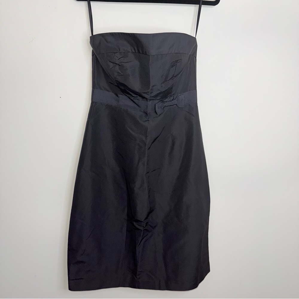 J. Crew Black Strapless Pleated Sheath Dress